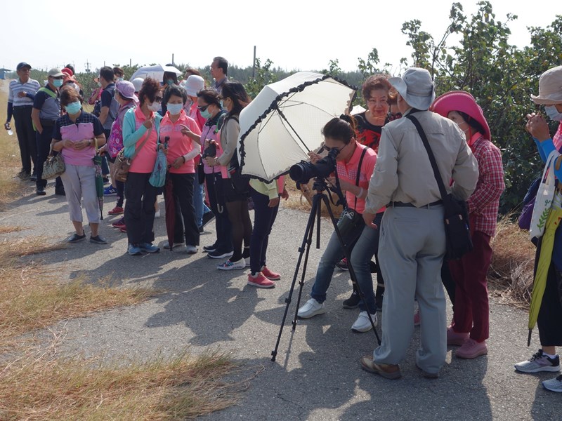 109年員工及志工文康活動-志工於鰲鼓溼地用望遠鏡觀察鳥類01